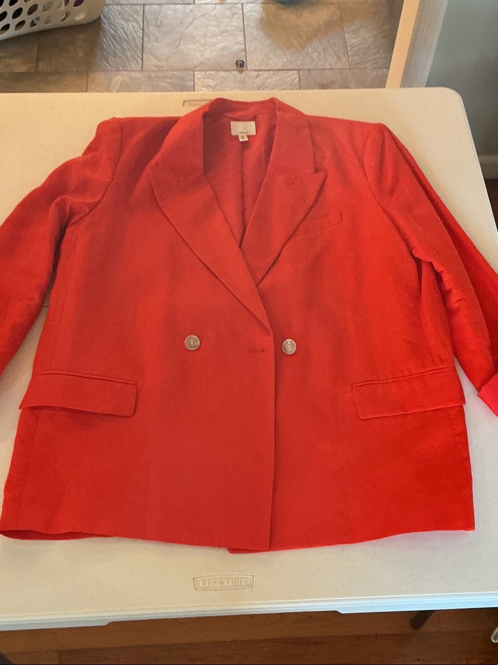 H&M Red Double-Breasted Blazer Jacket